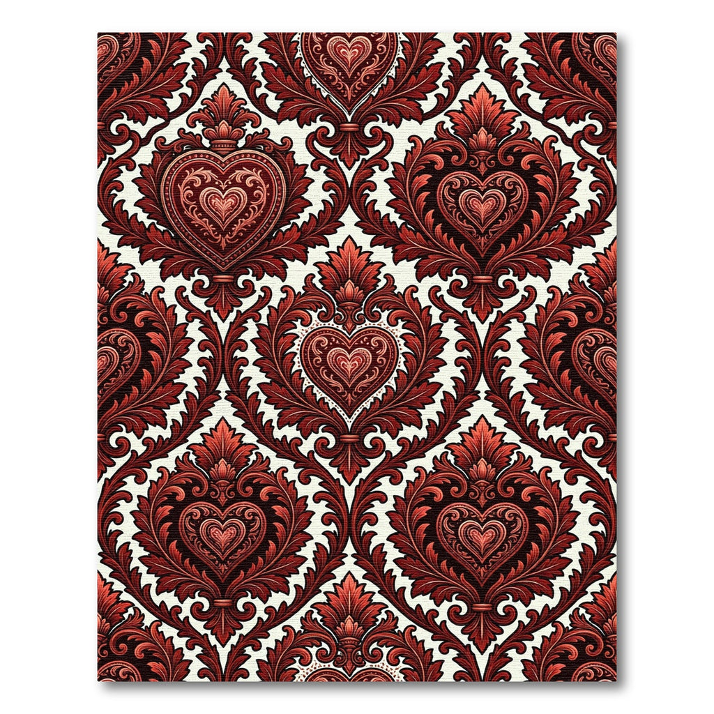 Victorian Crimson Heart Damask Rug