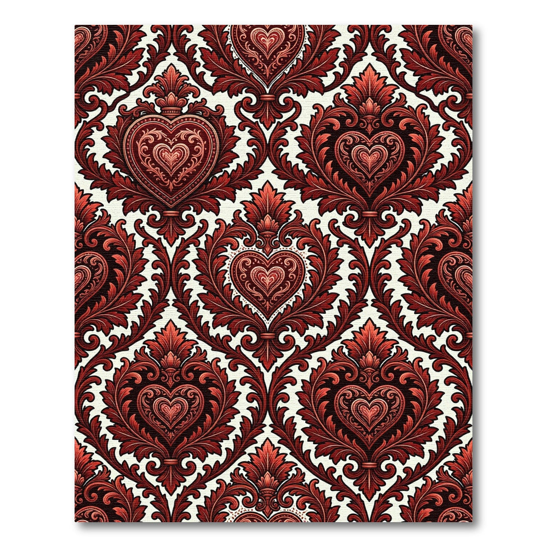 Victorian Crimson Heart Damask Rug