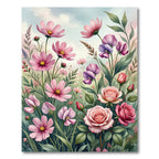 Blush Pink Garden Floral Watercolor Rug