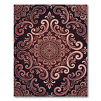 Elegant Copper Damask Scroll Medallion Rug