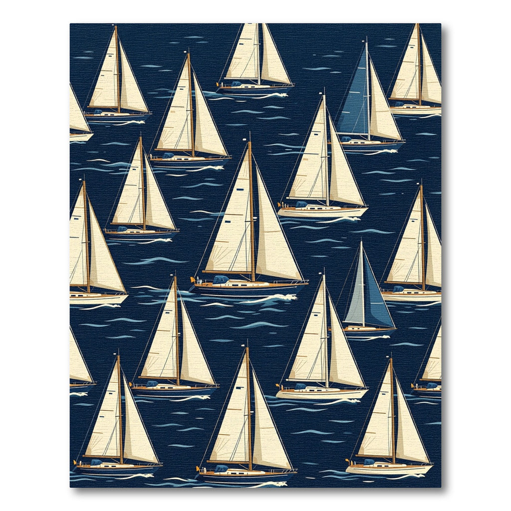 Classic Navy Blue Sailing Boat Nautical Rug