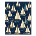 Classic Navy Blue Sailing Boat Nautical Rug