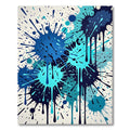 Dynamic Blue Cyan Ink Splatter Artwork Rug