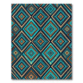 Vibrant Teal and Orange Geometric Diamond Rug