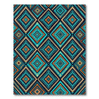 Vibrant Teal and Orange Geometric Diamond Rug