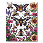 Whimsical Floral Butterfly and Bee Meadow Rug