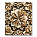 Geometric Wood Tone Petal Blossom Rug