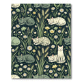 Green Tabby Cats Amidst Wildflowers Rug
