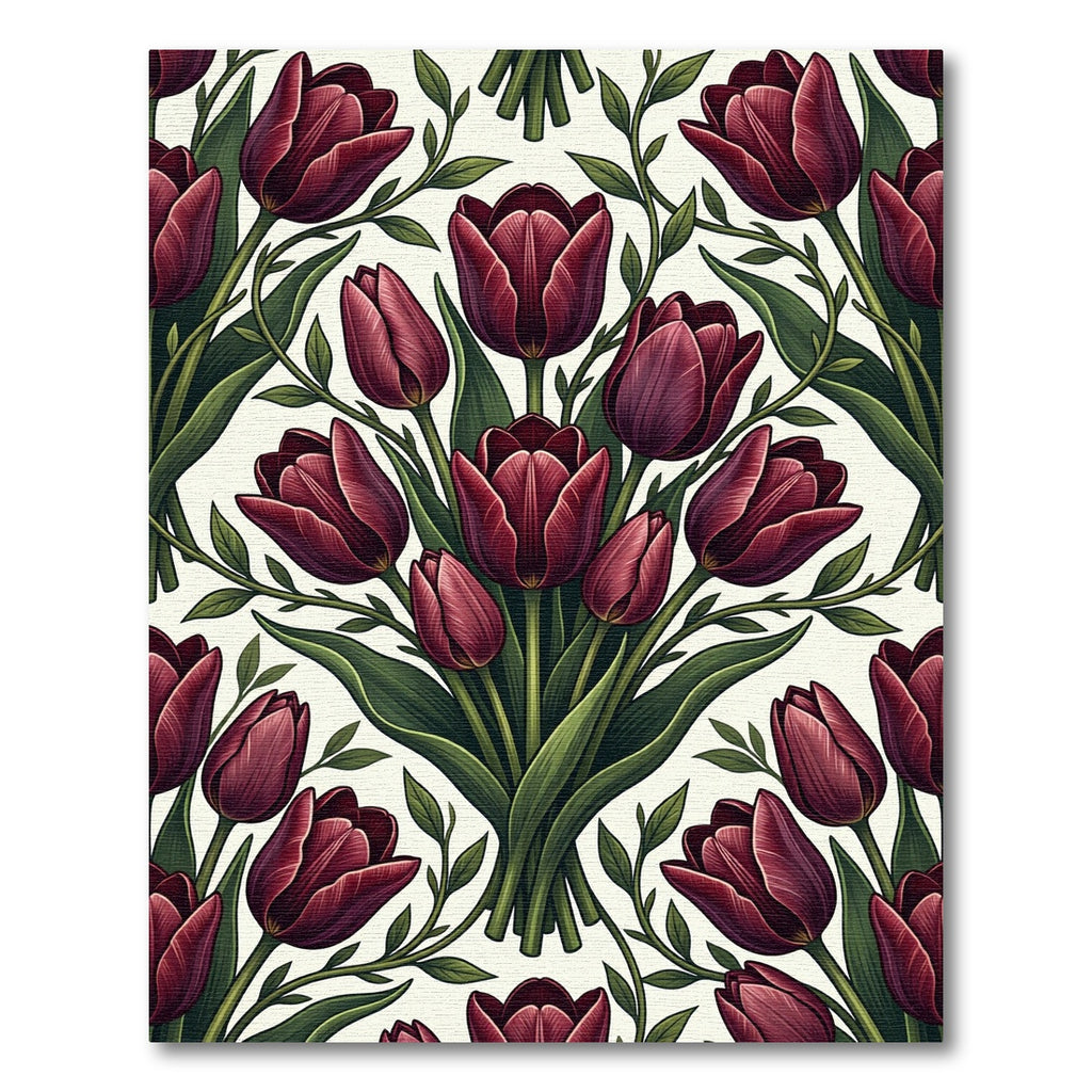 Deep Red Tulip Garland Botanical Rug