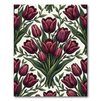 Deep Red Tulip Garland Botanical Rug