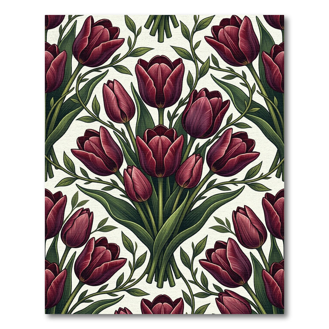 Deep Red Tulip Garland Botanical Rug
