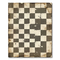 Distressed Vintage Monochrome Checkered Grid Rug