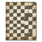 Distressed Vintage Monochrome Checkered Grid Rug