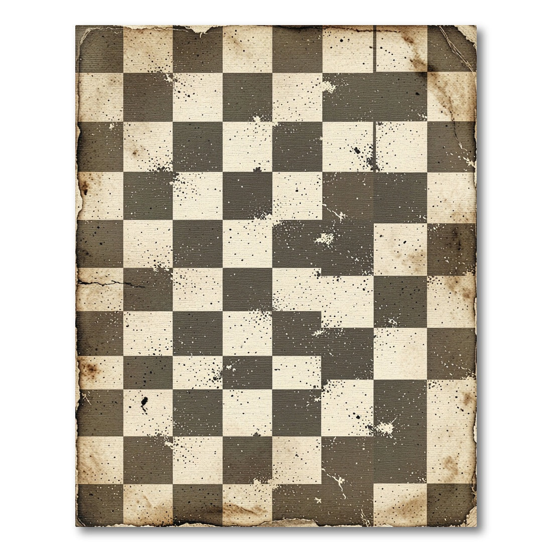 Distressed Vintage Monochrome Checkered Grid Rug