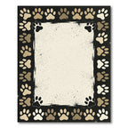 Neutral Paw Print Border Area Rug