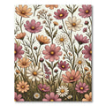 Earthy Pastel Cosmos Wildflower Meadow Rug
