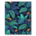 Lush Tropical Green Palm Leaf Bird of Paradise Rug