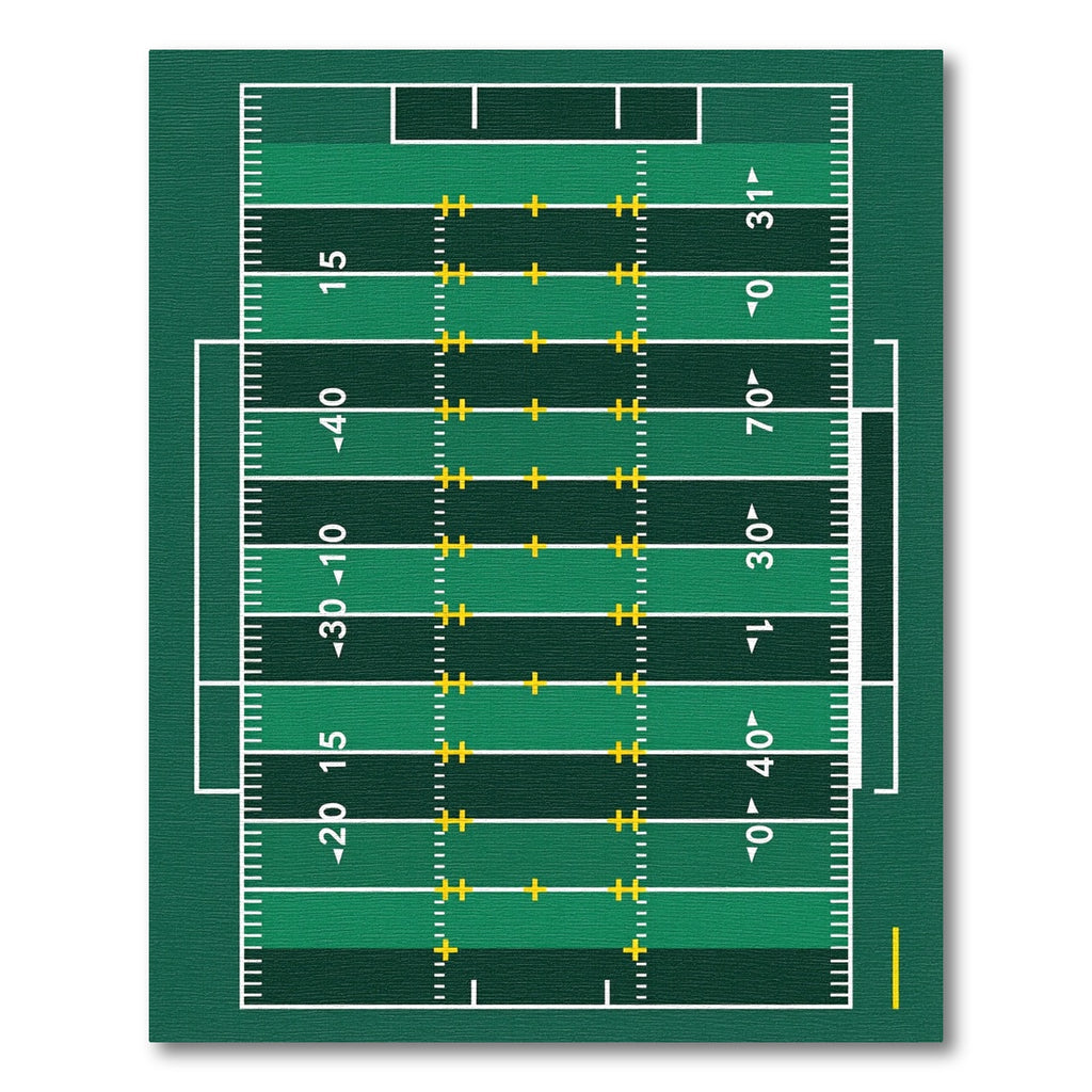 Minimalist Green Football Field Grid Rug