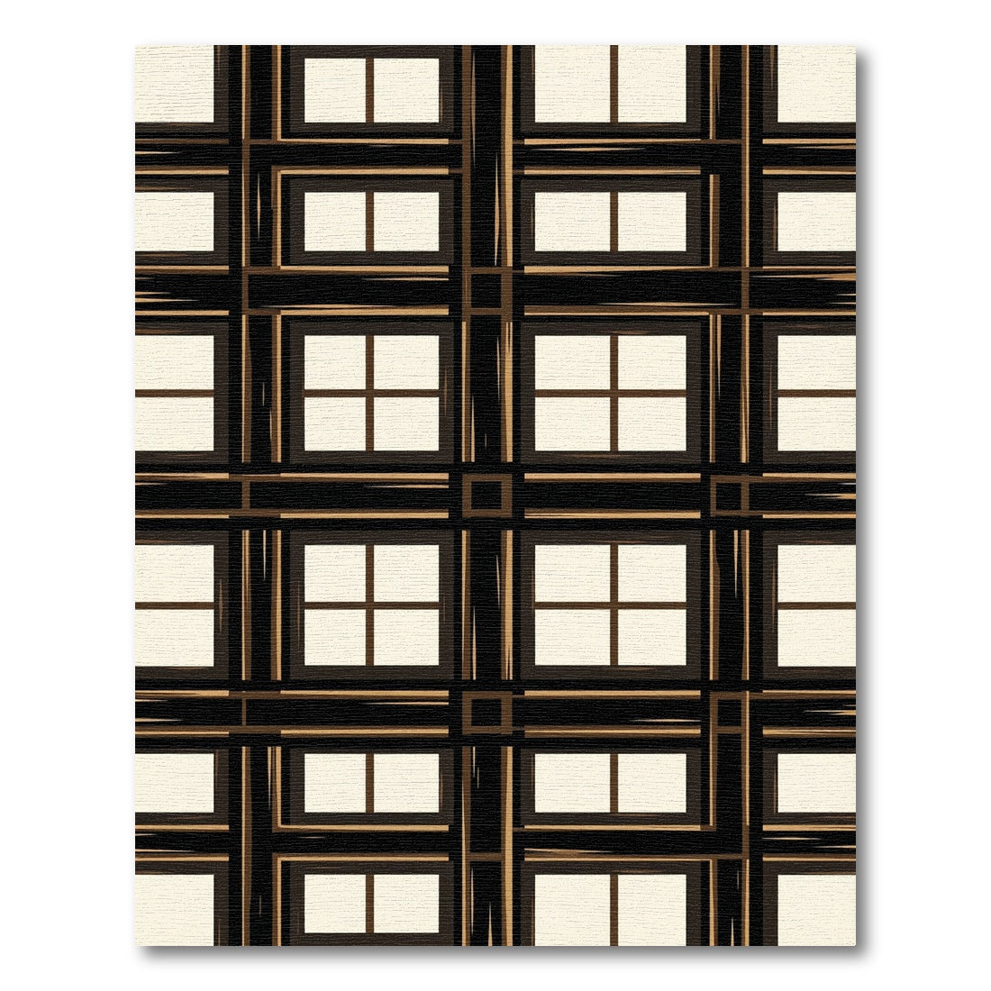Black Tan Geometric Window Panel Rug