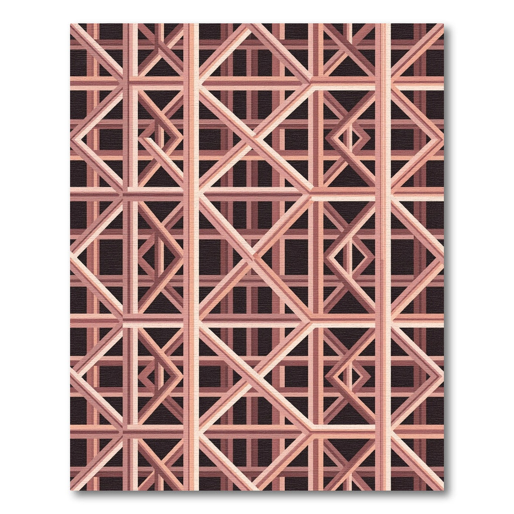 Rose Gold Geometric Interlocking Lines Rug