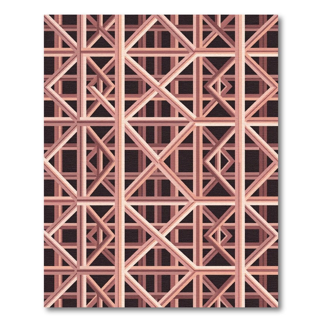 Rose Gold Geometric Interlocking Lines Rug