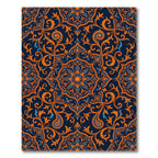 Ornate Navy and Amber Floral Mandalas Rug