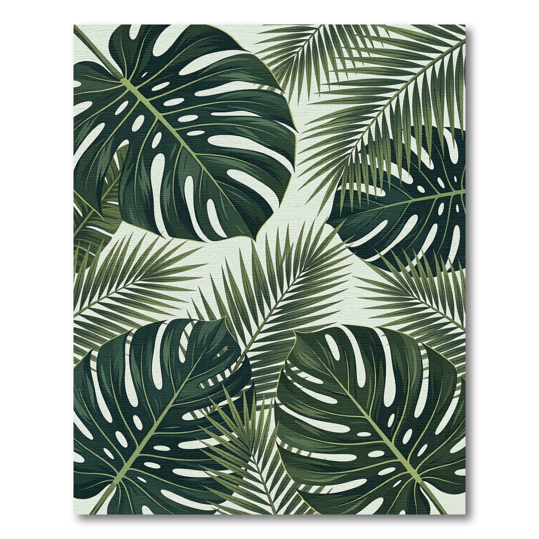 Lush Tropical Monstera Palm Green Rug