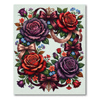 Romantic Velvet Rose and Ribbon Wreath Rug