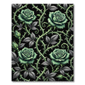 Gothic Emerald Rose Vine Tapestry Rug