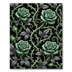 Gothic Emerald Rose Vine Tapestry Rug