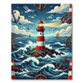 Nautical Lighthouse Anchor Maritime Ocean Scene Rug