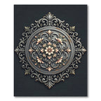 Ornate Metallic Silver Floral Medallion Rug
