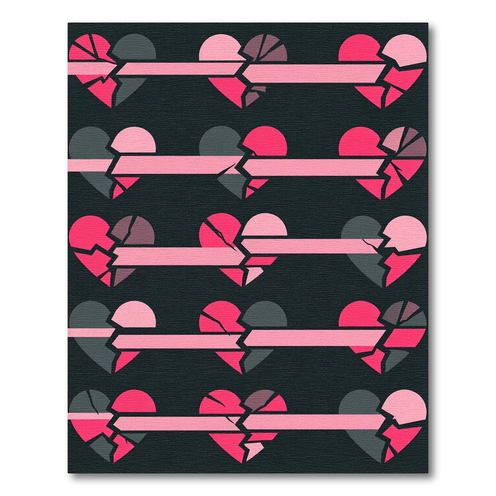 Pink Black Broken Heart Arrangement Rug