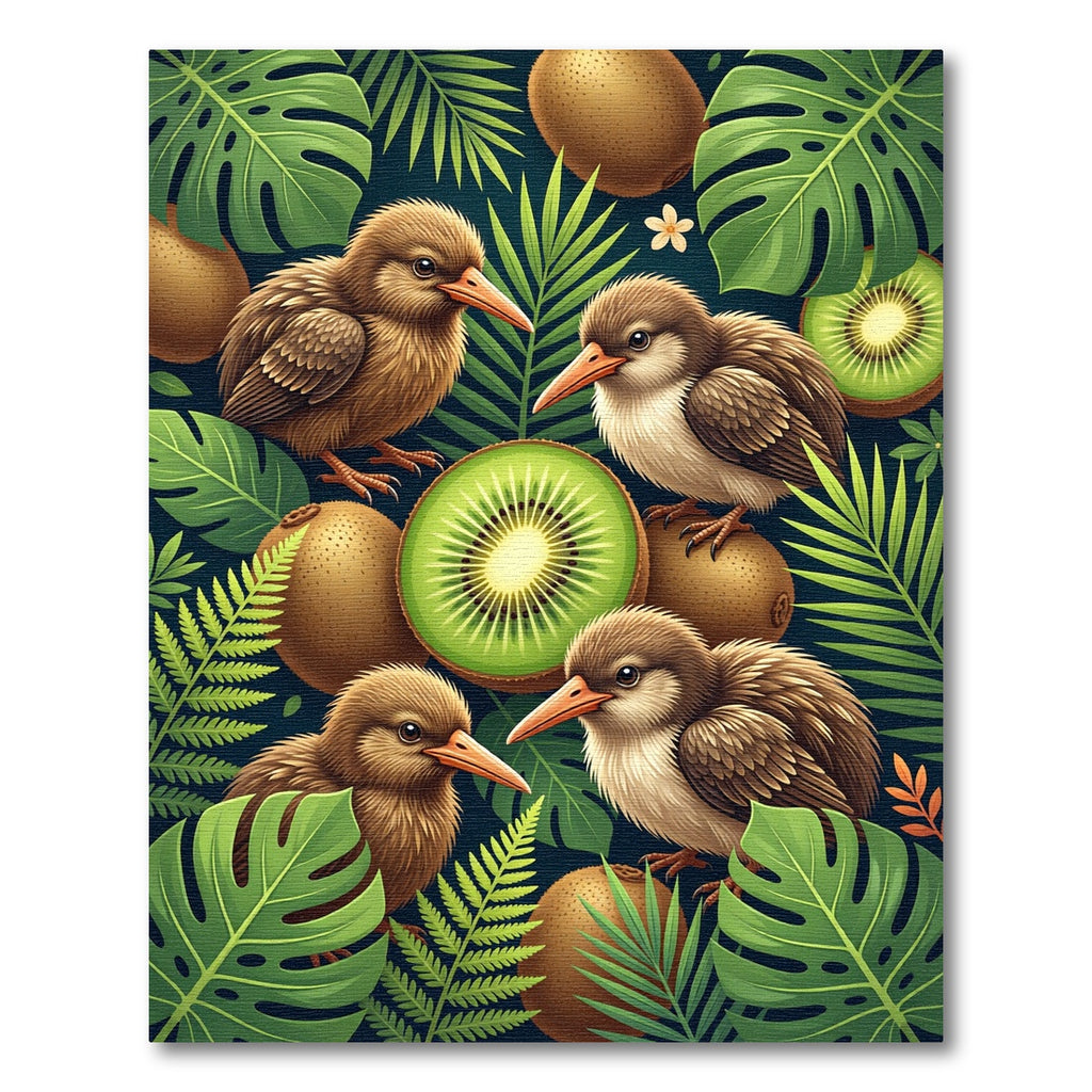 Tropical Kiwi Bird and Fern Foliage Rug
