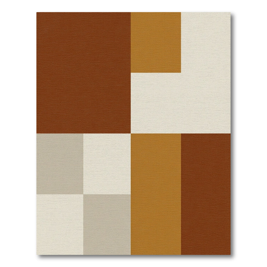 Minimalist Earth Tone Geometric Block Rug