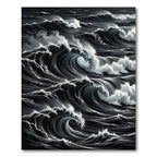 Dramatic Dark Ocean Wave Swirls Rug