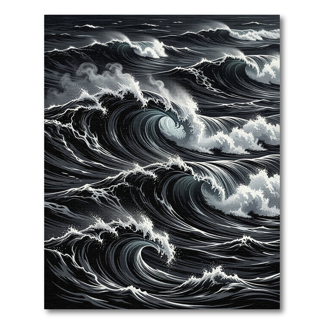 Dramatic Dark Ocean Wave Swirls Rug