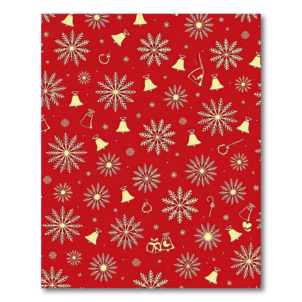 Festive Red Gold Snowflake Bell Collage Rug