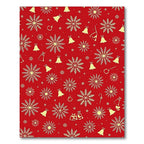 Festive Red Gold Snowflake Bell Collage Rug