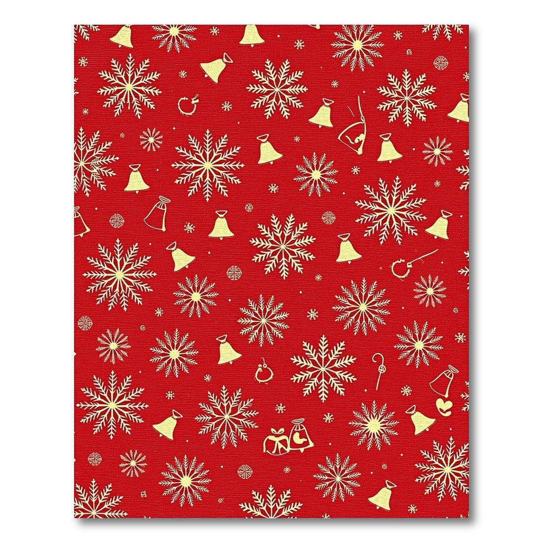Festive Red Gold Snowflake Bell Collage Rug