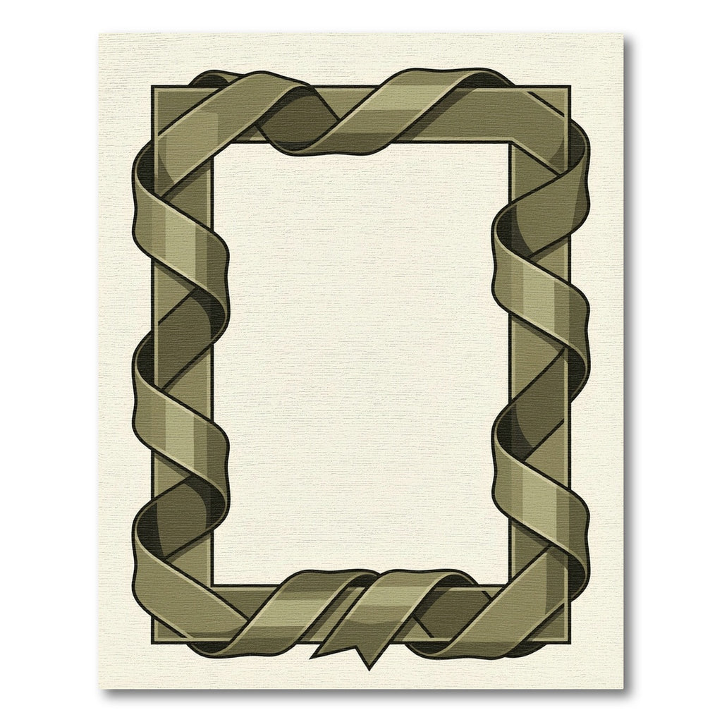 Olive Ribbon Swirl Rectangular Frame Rug