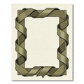 Olive Ribbon Swirl Rectangular Frame Rug