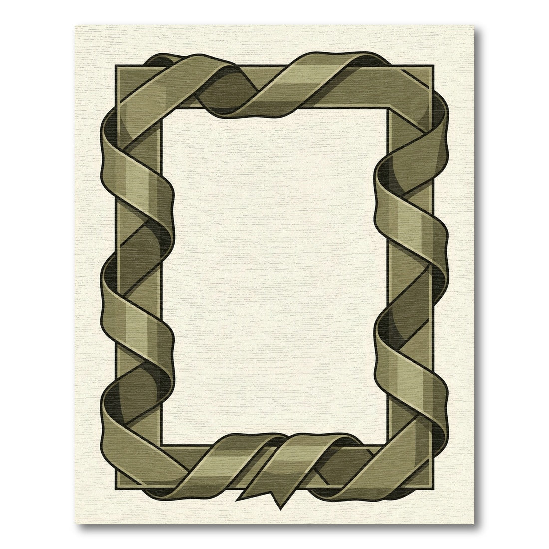 Olive Ribbon Swirl Rectangular Frame Rug