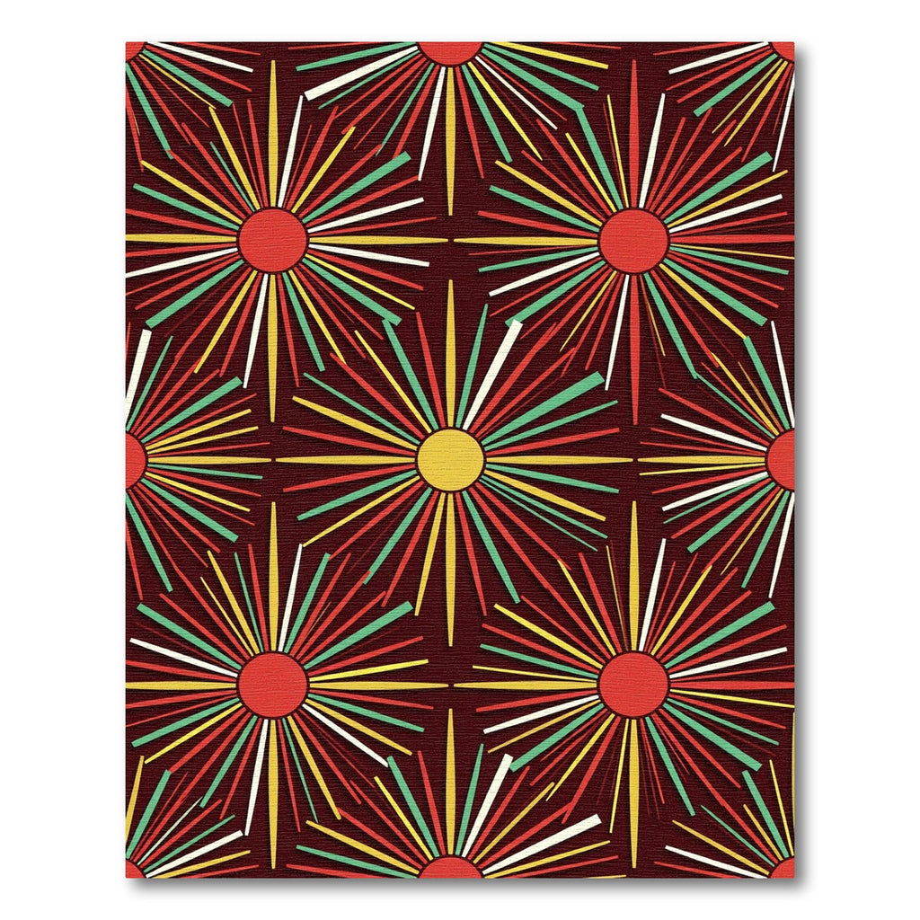 Retro Sunburst Radiating Rays Rug