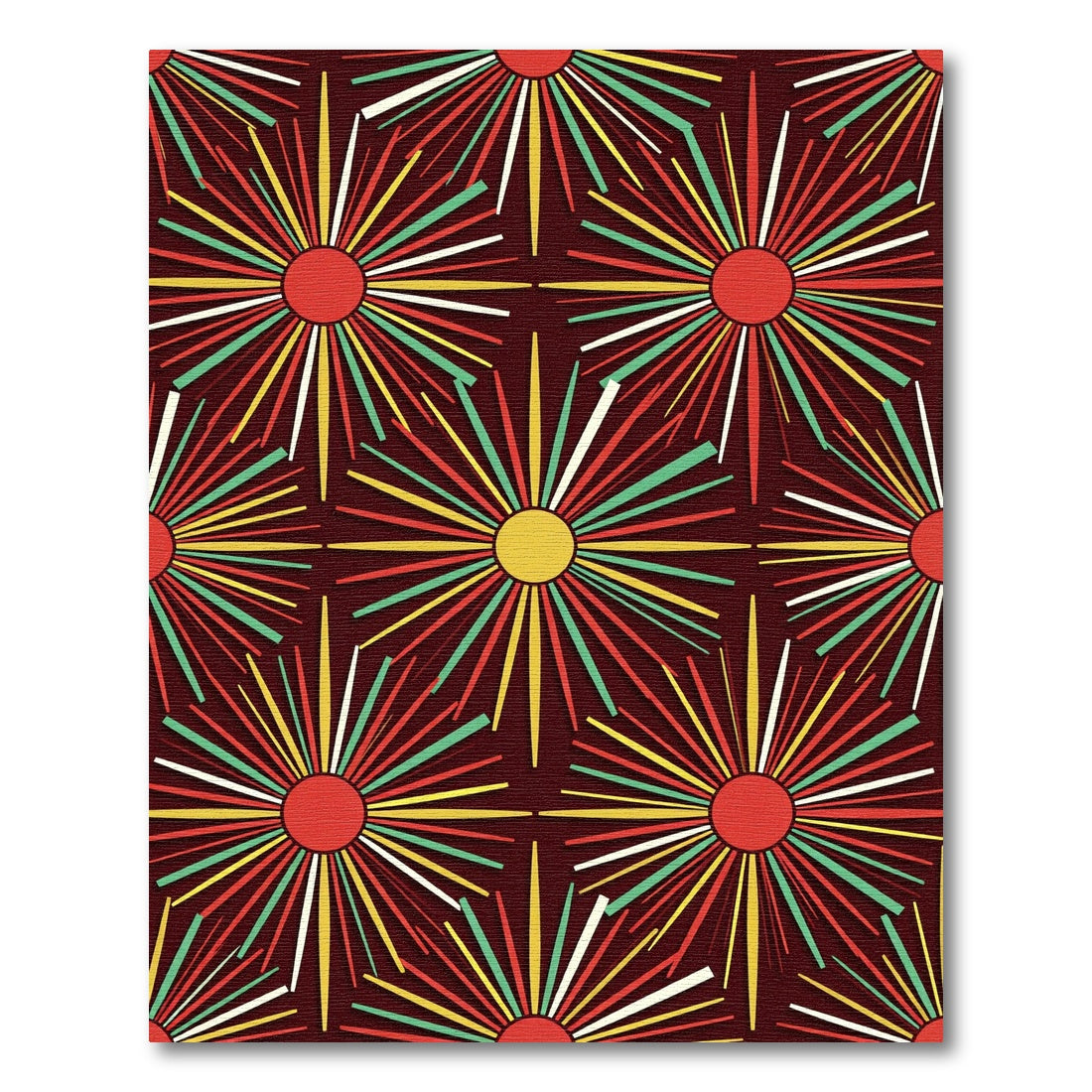 Retro Sunburst Radiating Rays Rug