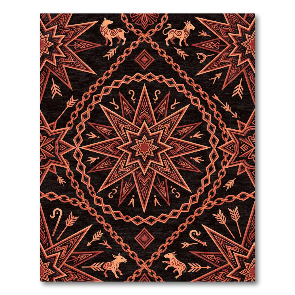 Mystic Terracotta Celestial Animal Star Rug
