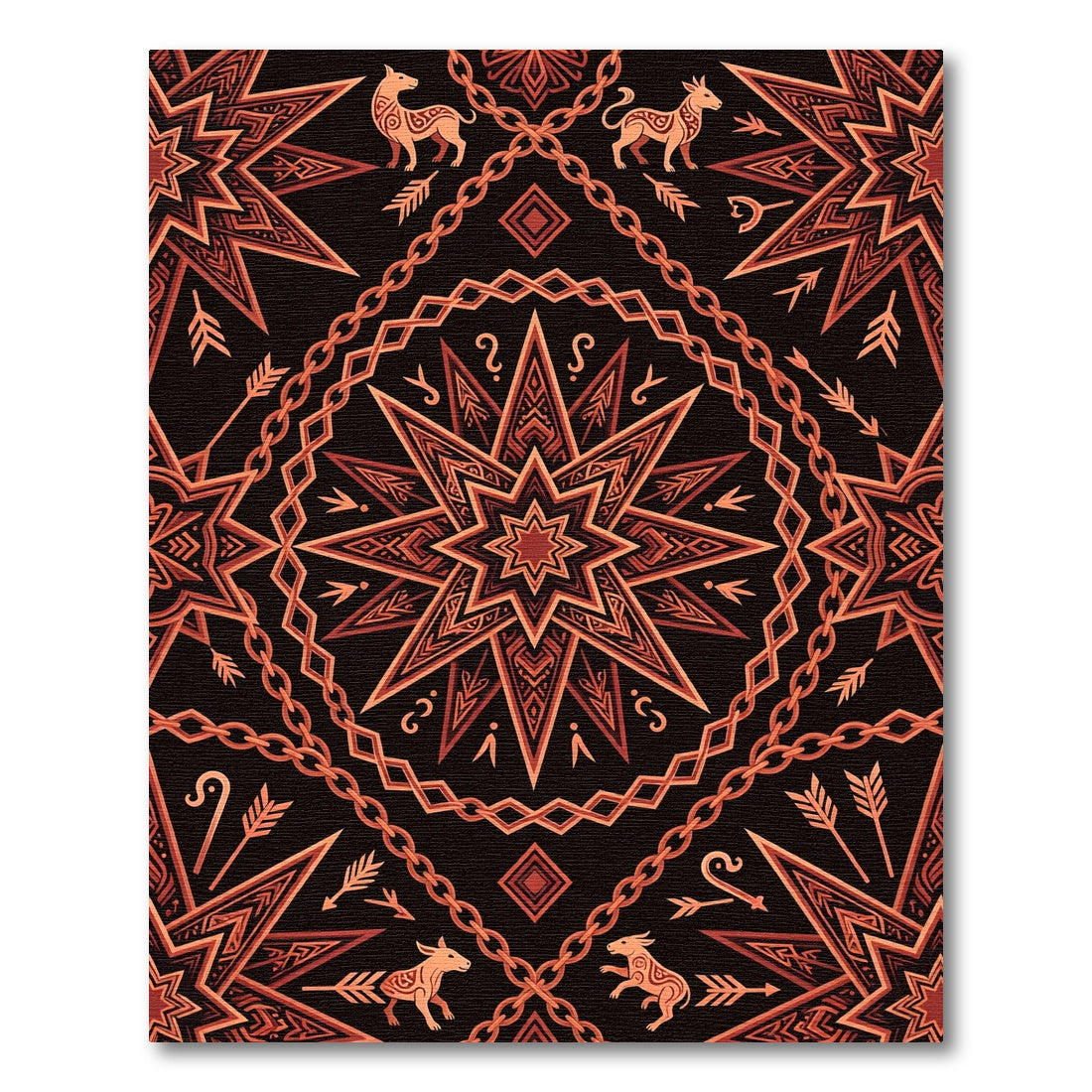 Mystic Terracotta Celestial Animal Star Rug