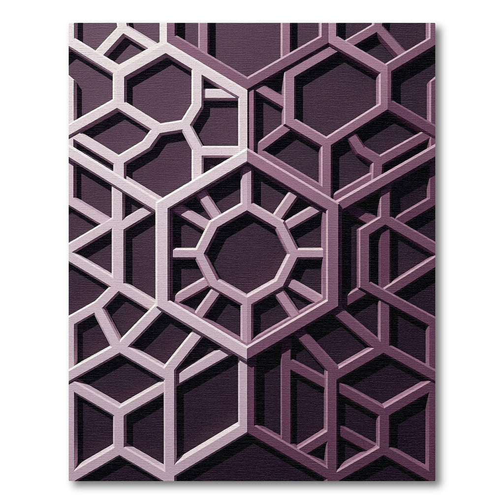 Sophisticated Plum Geometric Hexagon Lattice Rug