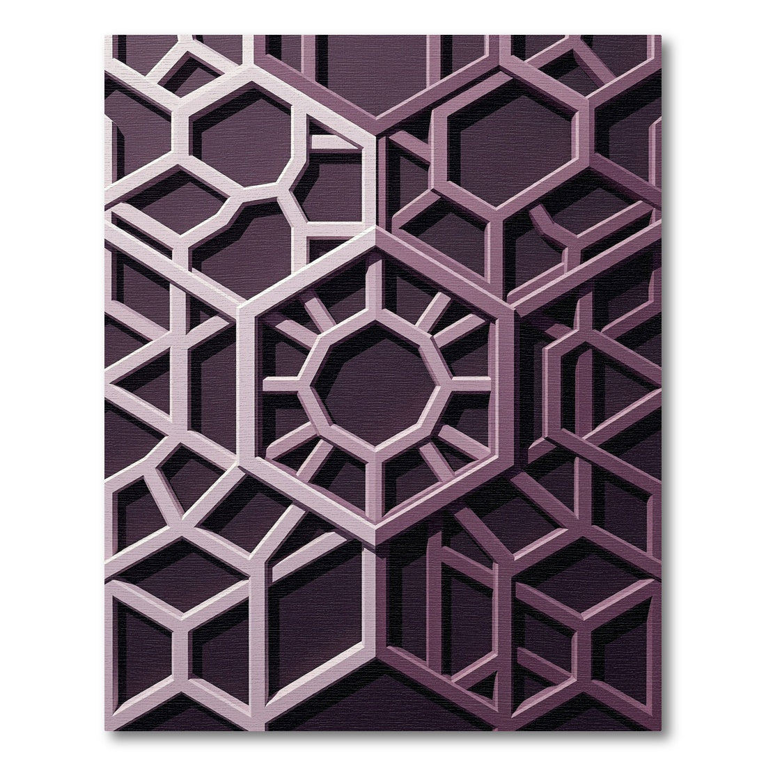 Sophisticated Plum Geometric Hexagon Lattice Rug