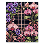 Orchid and Pansy Floral Grid Rug
